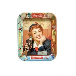 Antique Original Coca Cola Menu Girl Advertising Serving Tin Tray